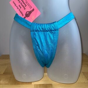 90s dead stock Shirley swim adjustable metallic blue bikini bottoms Sz M NWT